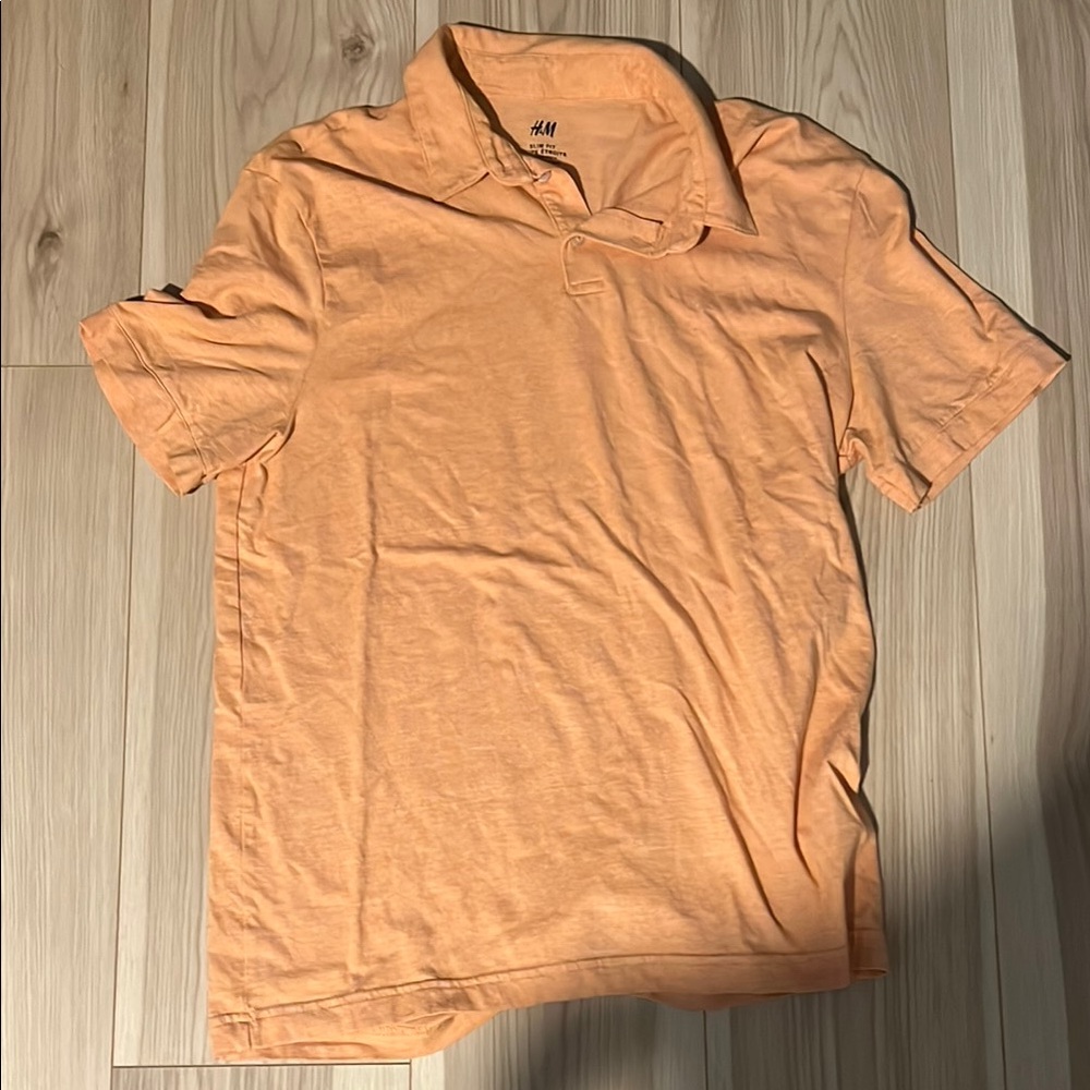 H&M Orange Polo Shirt Classic Cotton Blend